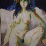 Peinture sur toile "la belle ronde nue" Christian HOCQUET (année 1978)