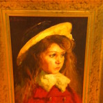 Peinture sur panneau : "Portrait de fillette au chapeau" Alfred Bastien peintre Bruxellois début du XX° siècle